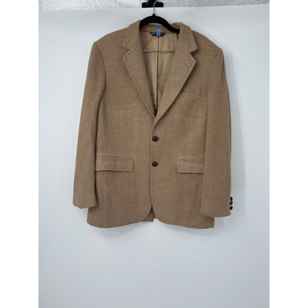Hardwick Clothes Mens Tan 100% Pure Wool 2 Button Blazer Sport Coat Made in USA